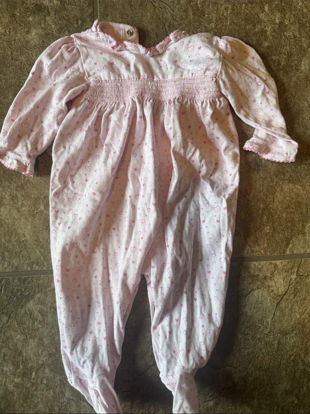 Kissy Kissy Pink Heart Print Footie One-Piece